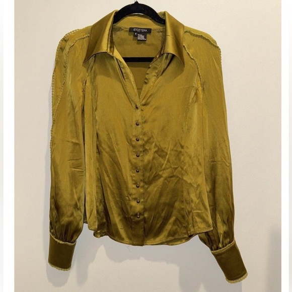Etcetera Tops - Etcetera 100% Silk Gold Chartreuse Button-Up Blouse Size S